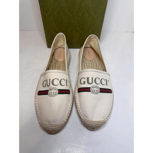 Gucci Other - Gucci GG Logo Canvas Espadrilles Beige Green Red Stripe Men EU 42 New Box